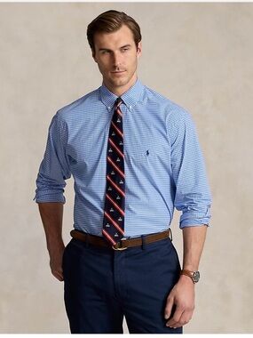 Ralph Lauren 2XB Light Blue Gingham Button-Down Dress Shirt